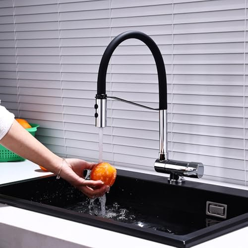 Robinet Cuisine Rabattable Sous Fenetre Chrome Robinetterie Flexible pour Mitigeur de Cuisine avec Douchette Extractible