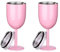 Sxmrmnx 2 copas de vino rosa aisladas de doble pared de acero inoxidable de alimenticio con tapa a prueba de fugas para adultos, fácil de usar, mano de obra fina