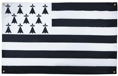AZ FLAG Drapeau Bretagne 150x90 cm avec 4 oeillets, Pavillon Breton pour balcon ou mur