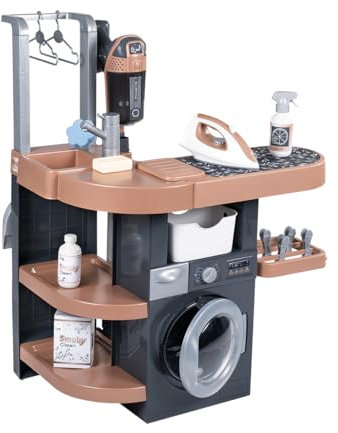 Smoby - Rowenta - Lavadora y secadora - Lavadora, fregadero, tendedero, tabla de planchar - Numerosos accesorios - A partir de 3 años - Fabricado en Francia