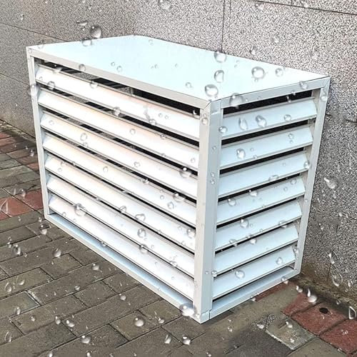 CVERTHAF Cubierta de Aluminio para Aire Acondicionado y Bomba de Calor, Cubierta Exterior para minisplit, Pantalla Decorativa de privacidad para Interiores y Exteriores (Blanco, 100 x 50 x 70 cm/39 x