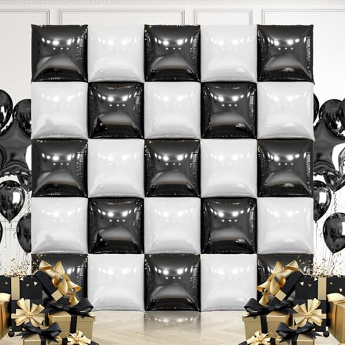 Globos Rosa Brillante y Rosa, 25 Globo Cuadrados de Aluminio, Doble Cara Globo Cuadrados, Telón Fondo Pared Globos Cuadrados, para Cumpleaños Bodas Decoraciones para Fiestas Temáticas (B)