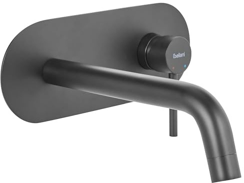Single Lever Wall Mounted Basin Brass Mixer Tap Black Guaiba