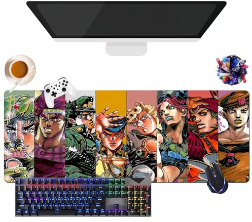 Mauspad Anime JoJo's Bizarre Adventure | extra großes wasserdichtes Mauspad | rutschfeste Gummibasis für PC, Laptop, E-Sport (11,8 x 11,8 x 0,12 Zoll)