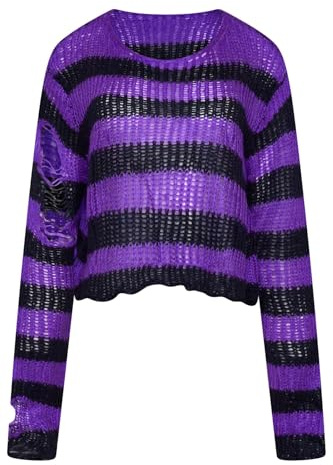 Ro Rox Ryette Pullover, Distressed, Oversized, Gothic, Grunge-Strickpullover