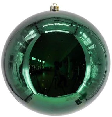 XXL Christbaumkugeln Glänzend - Bruchsichere Weihnachtskugeln - Große Plastikkugeln zum Hängen - Perfekt für Weihnachtsbaum, Schaufenster & Außenbereich (Grün, ⌀ 20 cm)