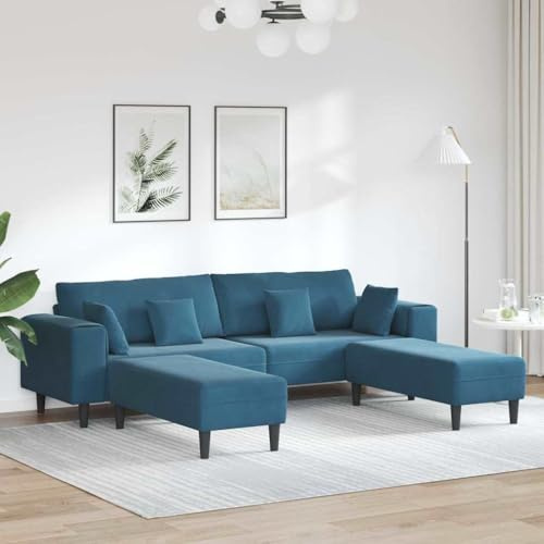 HETFTJN Samt Ecksofa Blau, 250x188 cm, 4-Sitzer, Kunststoffbeine, Wohnzimmer/Lounge