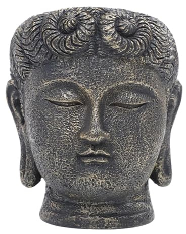 Colcolo Buddha-Kopf-Pflanztopf mit Abflussloch, Küche, Teestube, Balkon oder Garten, 9 cm X 9.8 cm X 11 cm