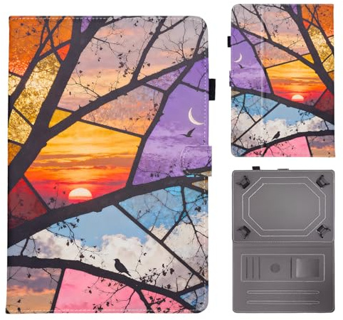 Bemoloon PU Leather Tab Case for Universal 10-11 Vibrant Colors & Stylish Patterns, Cover Protection, Stand, for DOOGEE Blackview Tablet 10, Window