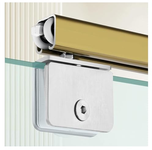 UZAMIRLEX Glass Door Rail Set, U Channel Bypass Sliding Door Kit For 5-8mm Glass With 4-Wheel Rollers 50-400cm Multicolor(Champagne,50cm/19.7in)