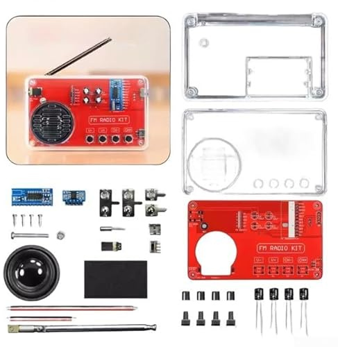 FM Radio Kit Löten Praxis Kit mit Digitalanzeige und transparenter Hülle für Lötübungen und Elektroniklernen (B)