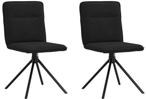 IBUQDDV Esszimmerstühle 2 STK. Schwarz Stoff, Drehstühle mit 360-Grad-Rotation, Ergonomisches Design für Komfort, Robustes Metallgestell und Weiches Polyestergewebe, Stabile