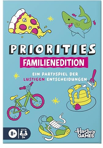 Hasbro Gaming Priorities Spiel Familien-Edition – Kartenspiele für Kinder, Teenager, Erwachsene – ab 8 Jahren – 3 oder mehr Spieler – 30 Min. - Deutsche Version