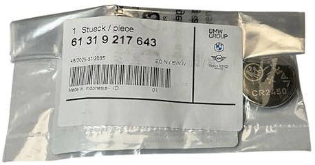 BMW Batería Original CR2450 3V, Pila de Litio para Llave de Coche, Compatible con Sistemas de Entrada Sin Llave, 61319217643
