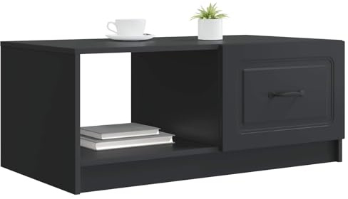 vidaXL Couchtisch Schwarz 90 x 50 x 37 cm Holzwerkstoff, Eleganter Vintage Rechteckiger Couchtisch, viel Stauraum für Wohnzimmer, vielseitiges Holzdesign