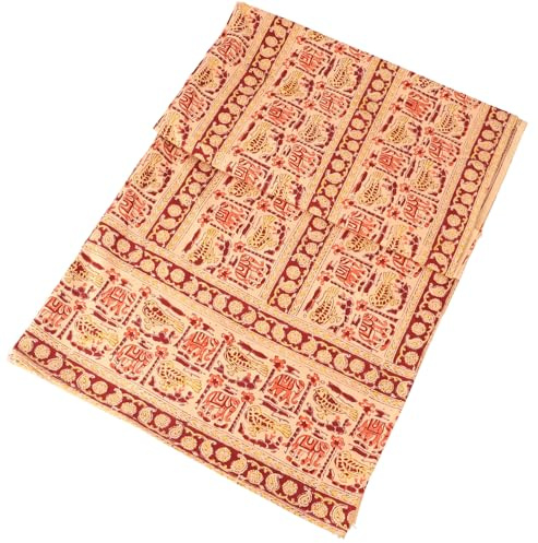 GURU SHOP Blockdruck Tagesdecke, Bett & Sofaüberwurf, Handgearbeiteter Wandbehang, Wandtuch - Design 15, Size:Double 225x275 cm