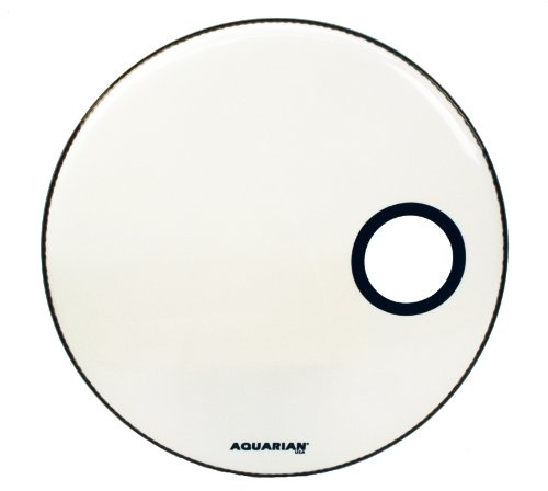 Aquarian Classic Clear 46 cm (18 Zoll) Frontfell mit kleinem Resonanzloch am Rand, weiß glänzend
