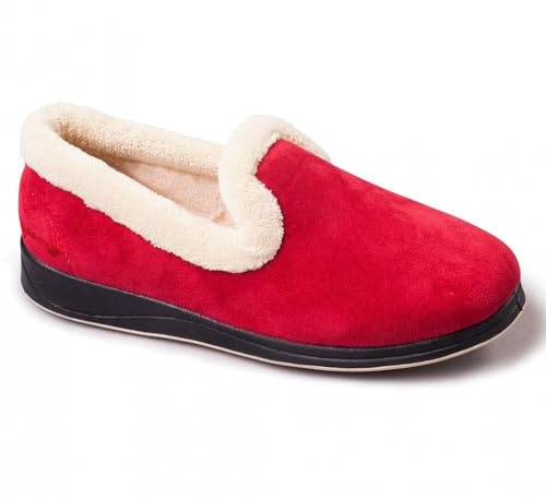 Padders Repose EE Wide Fitting Womens Memory Foam Slippers (5, Red, numeric_5)