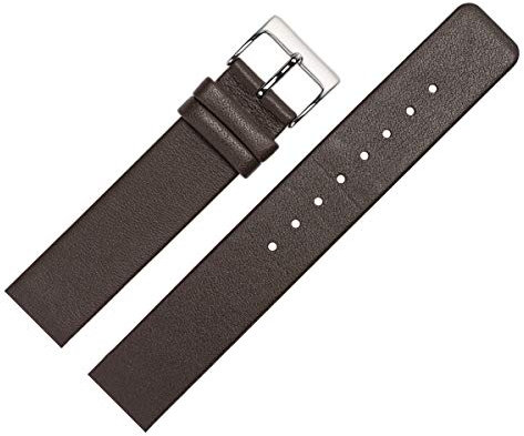 MARBURGER Uhrenarmband 18mm Leder Braun Silber Glatt - Montage Set 7621831000120