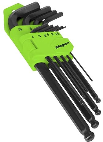Siegen By Sealey 9pc Long Ball-End Allen Key Hex Set - S01093