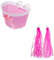 Panier de Vélo avec 2pcs Tassel Glands de Poignée Accessoire Vélo Enfant Fille -Rose