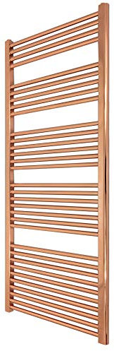 600mm(w) x 1600mm(h) Pre Filled Straight Copper Electric Heated Towel Rail, Radiator, Warmer. Supplied with 600 Watt Thermostatic Electric Heating Element (PRE-FILLED with heating solution)