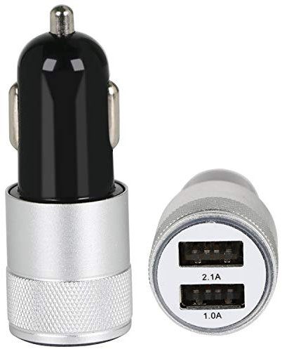 REALMAX® Car Charger 2.1A Dual Usb Port LED 12V In For Android Samsung Sony Xperia HTC Motorola Nokia Smart Phone GPS Satnav And More - Black -Silver-Gold (Black)