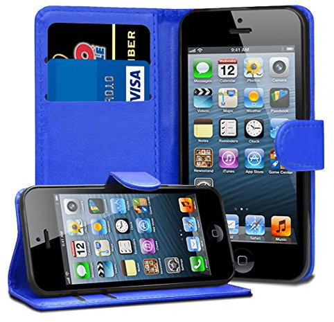 Jonlineuk iPhone SE 5 5S Case, [Card Holder] Magnetic Luxury PU Wallet Cover - Id Holder Flip Leather Case For iPhone SE 5 5S (Blue)