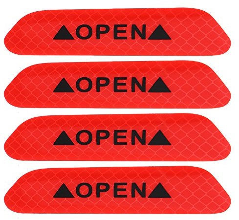 4PCS Car Door Open Reflective Sticker,KIMISS 3.7in Self-Adhesive Reflective Car Door Stickers PET Safety Night Car Door Open Reflective Stickers Visible Distance About 300 Meters(Fluorescent Red)