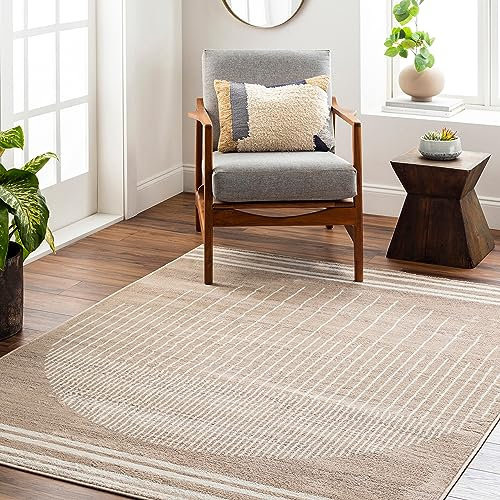 Livabliss Nairobi Wohnzimmer Boho, großer Schlafzimmer 200x274 cm - für Esszimmer mit geometrischem Muster, Skandinavischer Wohnzimmer modern in Braun und Beige
