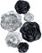 Letjolt Papierblumen-Dekorationen für Wand, Hochzeitsdekoration, 3D-Blumen für Geburtstag, Babyparty, Brautparty, Schwarz, Set 6 Stück