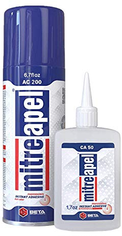 Mitreapel Pegamento Super Ca (1x50 gr) Con Activador De Adhesivo En Aerosol (1x200 ml) - Pegamento De Cianoacrilato Para Manualidades Y Construcción|1 Paquete