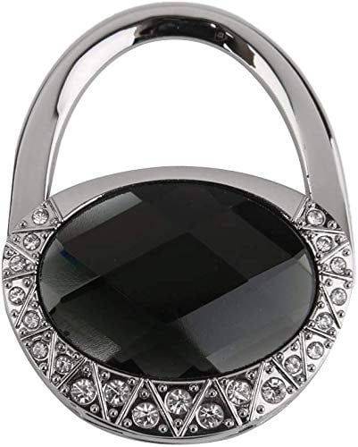 Folding Bag Handbag Purse Table Hook Hanger Holder Oval Acrylic (Black)