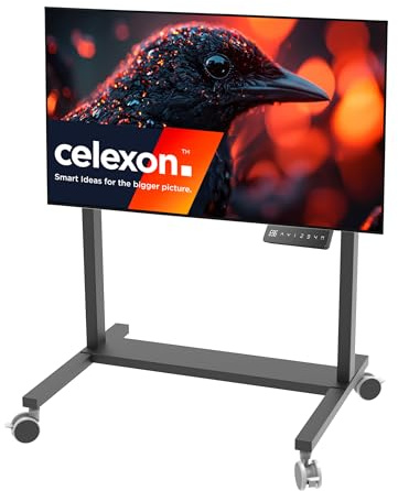 celexon TV/Display Mobile Stand Expert Adjust-4286MB Black | For 42-86 Screens up to 136kg | Electrically height-adjustable universal mount for LCD/LED/OLED & Plasma TVs up to VESA 800x600
