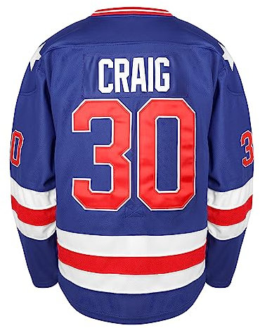 1980 Miracle On Ice Team USA Hockey 17 Jack O'Callahan 30 Jim Craig #21 Mike Eruzione genähte Hockey-Trikots - Blau - XXX-Large