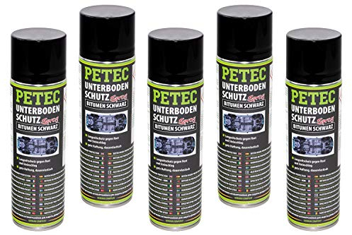 5x PETEC 73150 Unterbodenschutz Bitumen Schwarz Spray 500ml Langzeitschutz