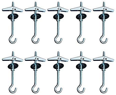 JINXM 10 Acero al Carbono Techo Pared Muelle Toggle Pernos Percha Colgador de Fijación de Pared Gancho Gancho de Techo pared para Lámpara Canasta de plantas Ventilador de techo Herramienta