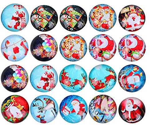 EXCEART 20Pcs Weihnachtsglas Cabochons Knopf Flatback Runde Kuppel Flatback Verschönerung für Schmuck Machen DIY Handwerk Weihnachten Urlaub Scrapbooking 25Mm
