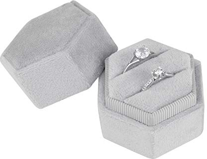 MaoXinTek Velvet Ring Box Ringschachtel Hochzeit Doppelring Schmuck Display Ohrring Geschenk Storage Mit Abnehmbarem Deckel für Ehe, Vorschlag, Verlobung, Hochzeit, Zeremonie