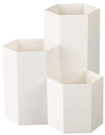 Hexagonal Multifonction Pour Porte Crayon Pot,Hexagonal Rangement Organisateur Conteneur Pour Bureau,Pour Ranger Pinceaux de Maquillage,Stylos, Papeterie-décoration de Bureau-Blanc
