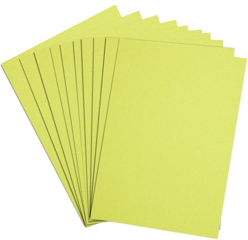 Springboard A4 Yellow Glitter Card Sheets - 10-Pack 290gsm Non Shed Glitter Cardstock for Card Making - Compatible w/Die-Cutting Machines - Sparkly Craft Supplies