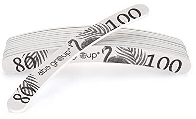 Aba Group Fresa Unghie - Lime per Unghie - Lime per Unghie Standard (4mm) 25 Pezzi - Punte Fresa Unghie Professionale - Set per Unghie - Doppia Faccia Lima per Unghie 80/100 - Forma Curva