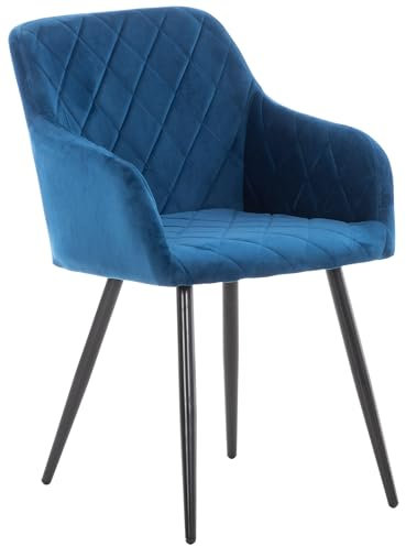 CLP Esszimmerstuhl Shila I Samt I Stoff I Gesteppt I Mit Bodenschonern, Farbe:blau, Material:Samt