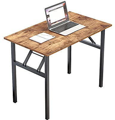 DlandHome Bureau Pliant Informatique d'ordinateur 100 * 60cm Postes de Travail Table d’étude/d'écriture/à Manger pour Maison/Bureau, Marron & Noir