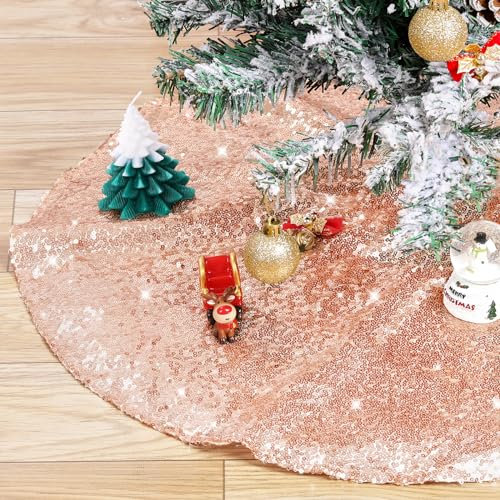 Gonna per albero di Natale, 122 cm, con paillettes, colore oro rosa
