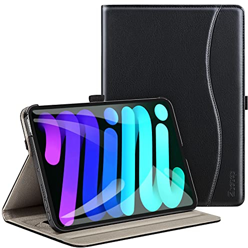 ZtotopCases Coque pour iPad Mini 6 2021 8.3 Pouces, Étui Folio Business en Cuir PU Premium pour iPad Mini 6ème Génération 2021 avec Réveil/Veille Automatique, Poche à Dossier, Noir