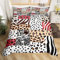 Loussiesd Leopard Drucken Bettbezug Set Zebra Giraffe Leopard Tiger Streifen Drucken Bettwäsche Set 155x220cm Safaritiere Betten Set Farbenfrohe Raumdeko Tierwelt Stil Dekor mit 1 Kissenbezug