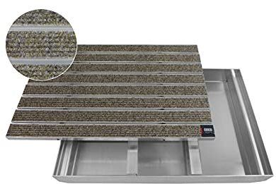 EMCO Eingangsmatte DIPLOMAT Large Rips sand + ALU Bodenwanne Fußmatte Schuhabstreifer Fußabstreifer, Größe:750 x 500 mm