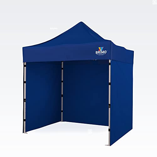 BRIMO Pavillon faltbar 100% Wasserdicht mit 3 Seitenteilen - 5 Jahre Garantie (2x2 m, Blau)