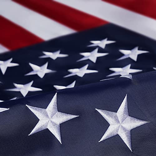 Homissor Drapeau américain de 6 x 10 cm - Drapeau américain en nylon durable avec étoiles brodées, rayures cousues et œillets en laiton